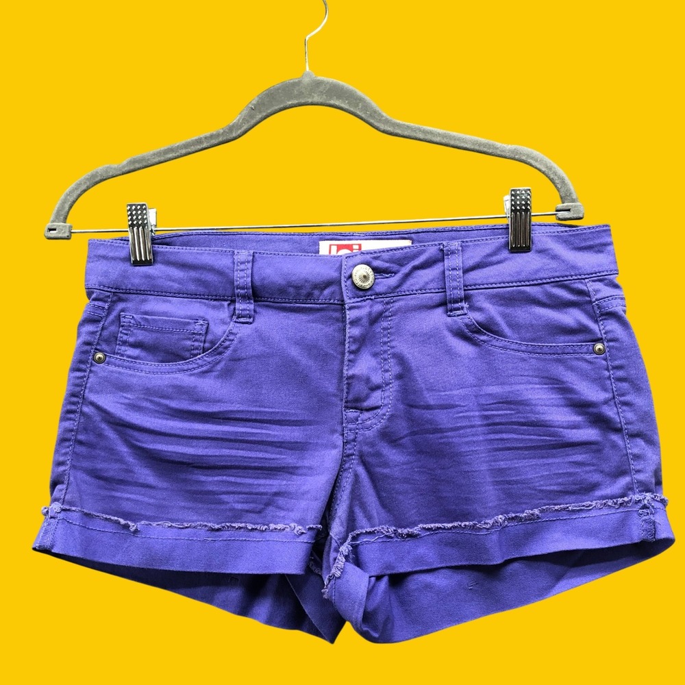 Vintage Y2K 2010s LEI Low Rise Purple Denim Shorts Cuffed Juniors 9 Womens 6